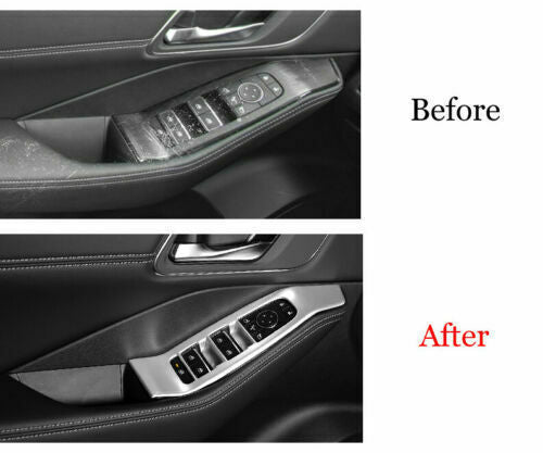 4P for Nissan Rogue X-Trail 2021-2023 Silver Window Lift Switch Panel Cover Trim