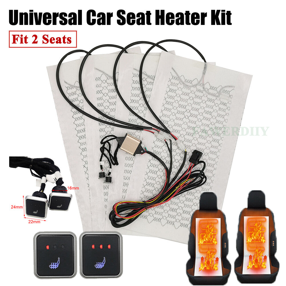 Universal 12V Car for Seat Heater Kit Carbon Fiber heating pad with 3-Level Switch Q