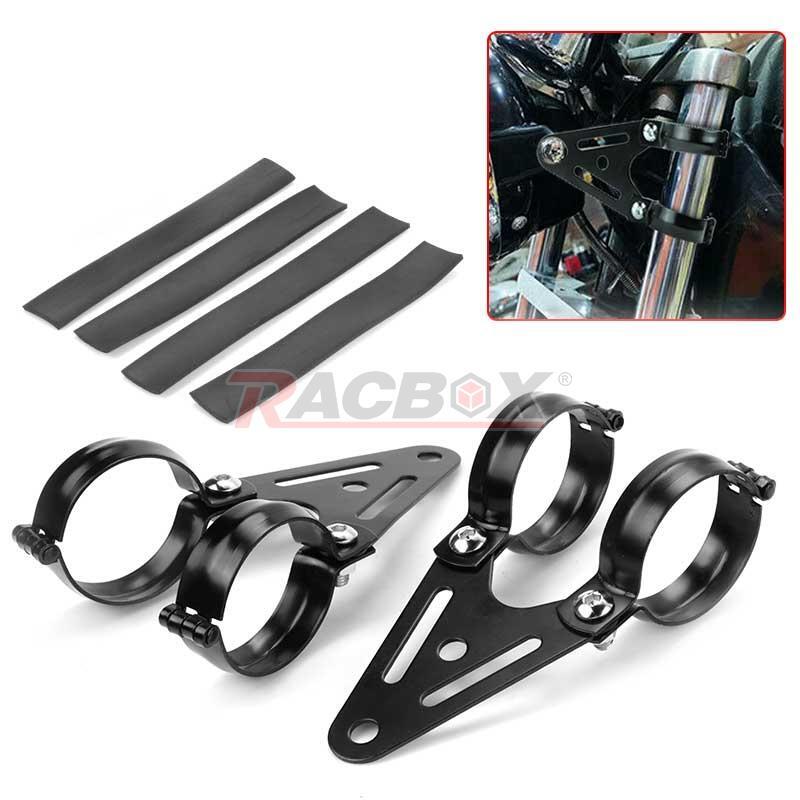 Motorcycle LED Headlight Front Fork Holder Bracket Metal For 52mm Fork Tubes