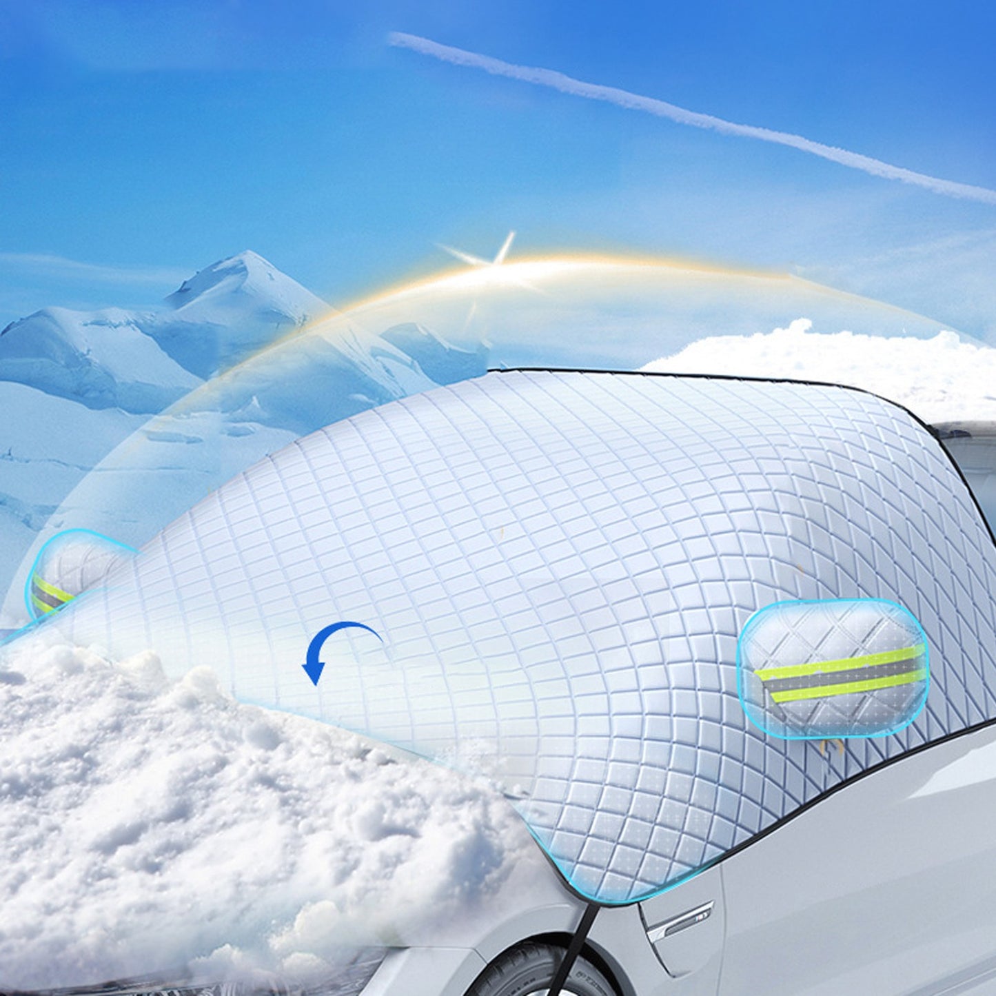 Car Windshield Ice Snow Cover Sturdy Windshield Side Mirror Snow Sunshade Cover Q