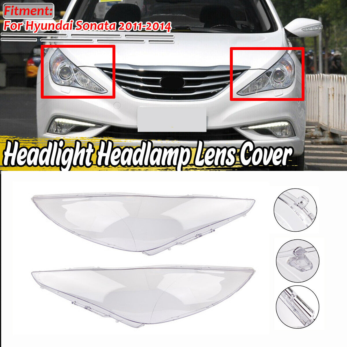 Transparent headlight lens cover for Hyundai Sonata (2011-2014)