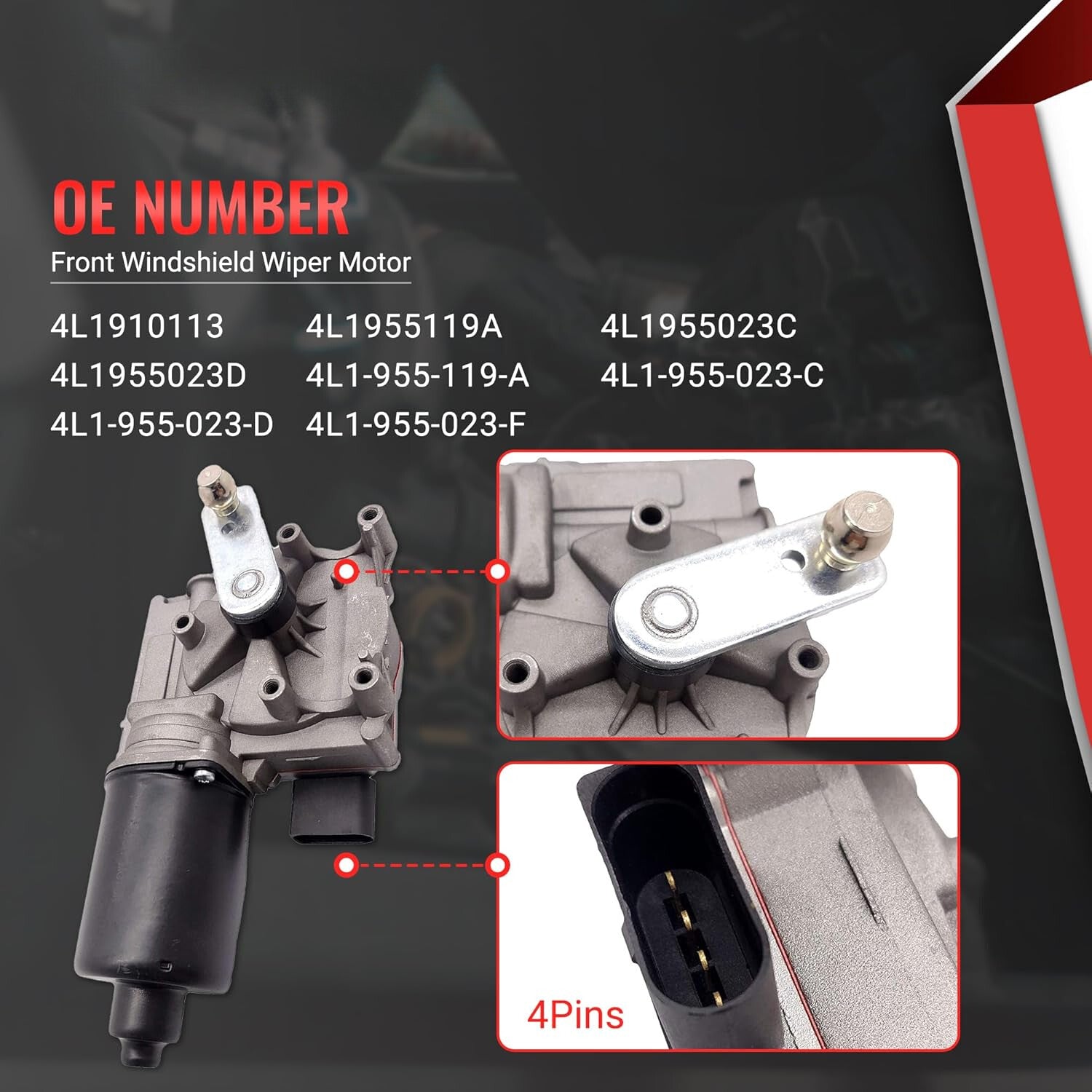 Front Windshield Wiper Motor for 2007-2015 for Audi Q7 3.0 3.6L 4L1910113 4L1955119A