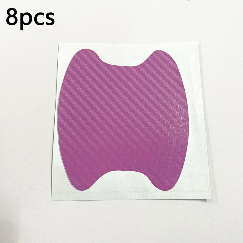 8Pcs Carbon Fiber Car Door Handle Anti-Scratch Protector Film Sticker Light Pink