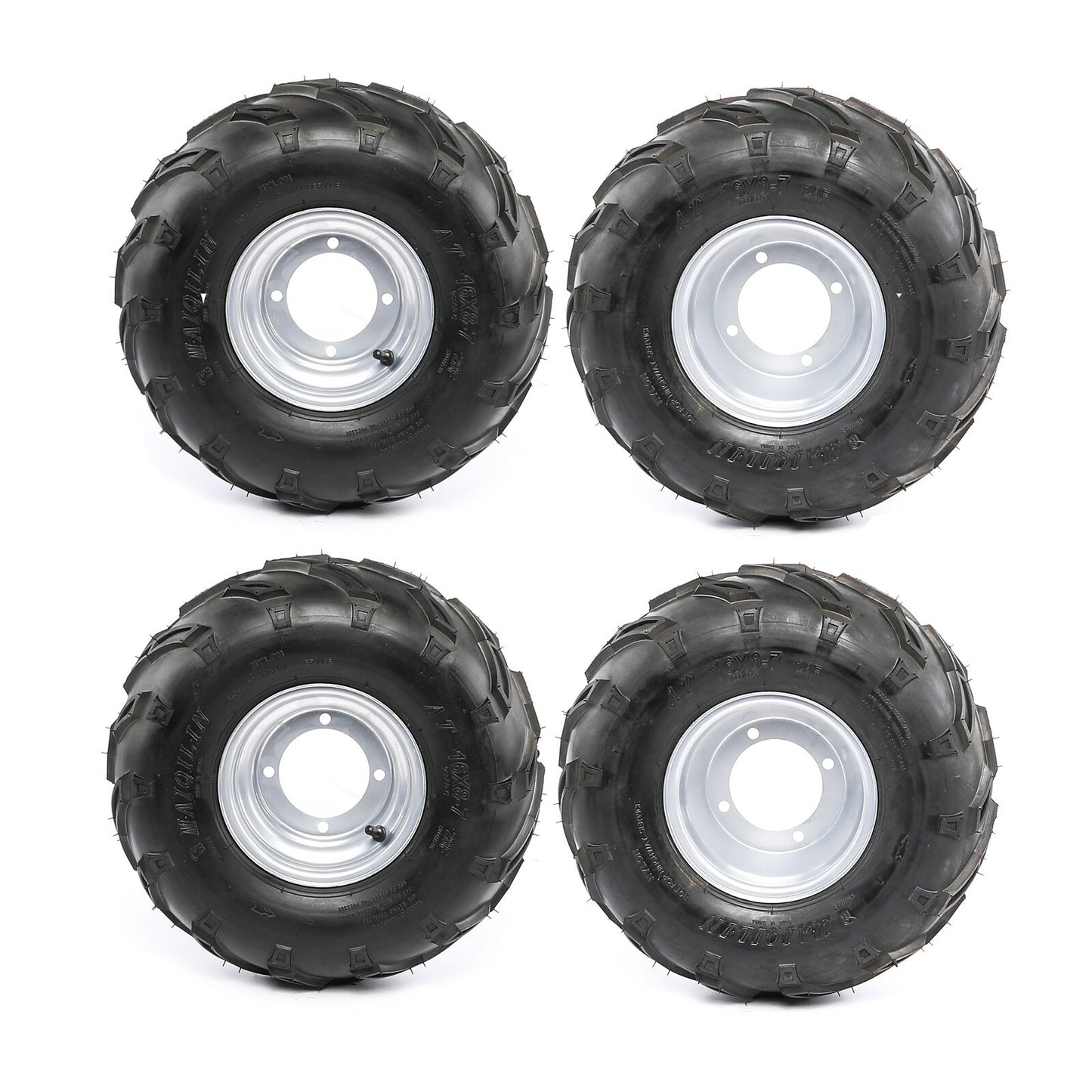4-piece complete all-terrain vehicle tire set 16x8x7, 16x8-7 tires, 4-cam wheels, go-kart four-wheel for golf cart