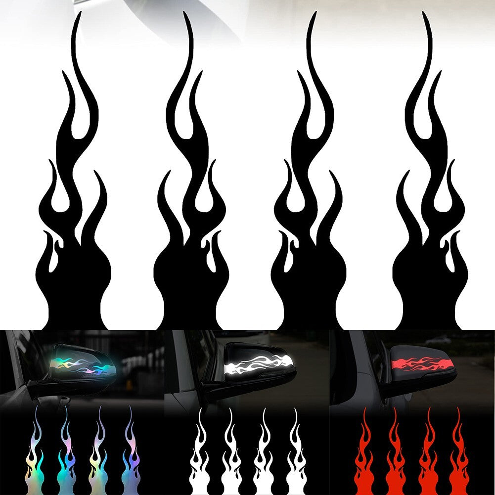 4Pcs/set 5.9'' Flame Reflective Sticker For Car Racing Laptop Skateboard Decal v