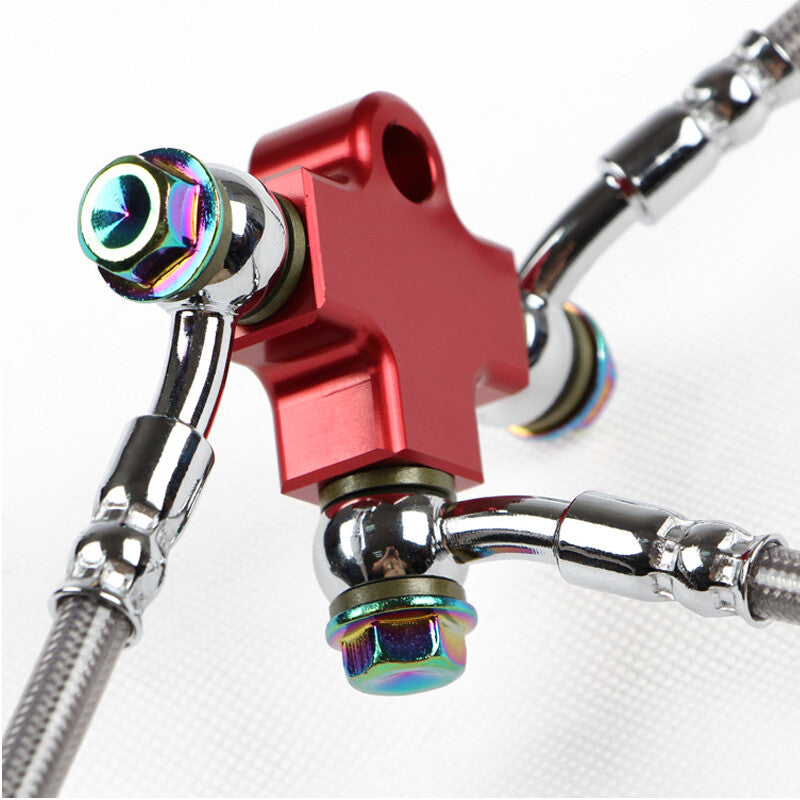 CNC Hydraulic Brake Hose Pipe Tee Connector 3-way Tubing Bracket Motorcycle Kit v