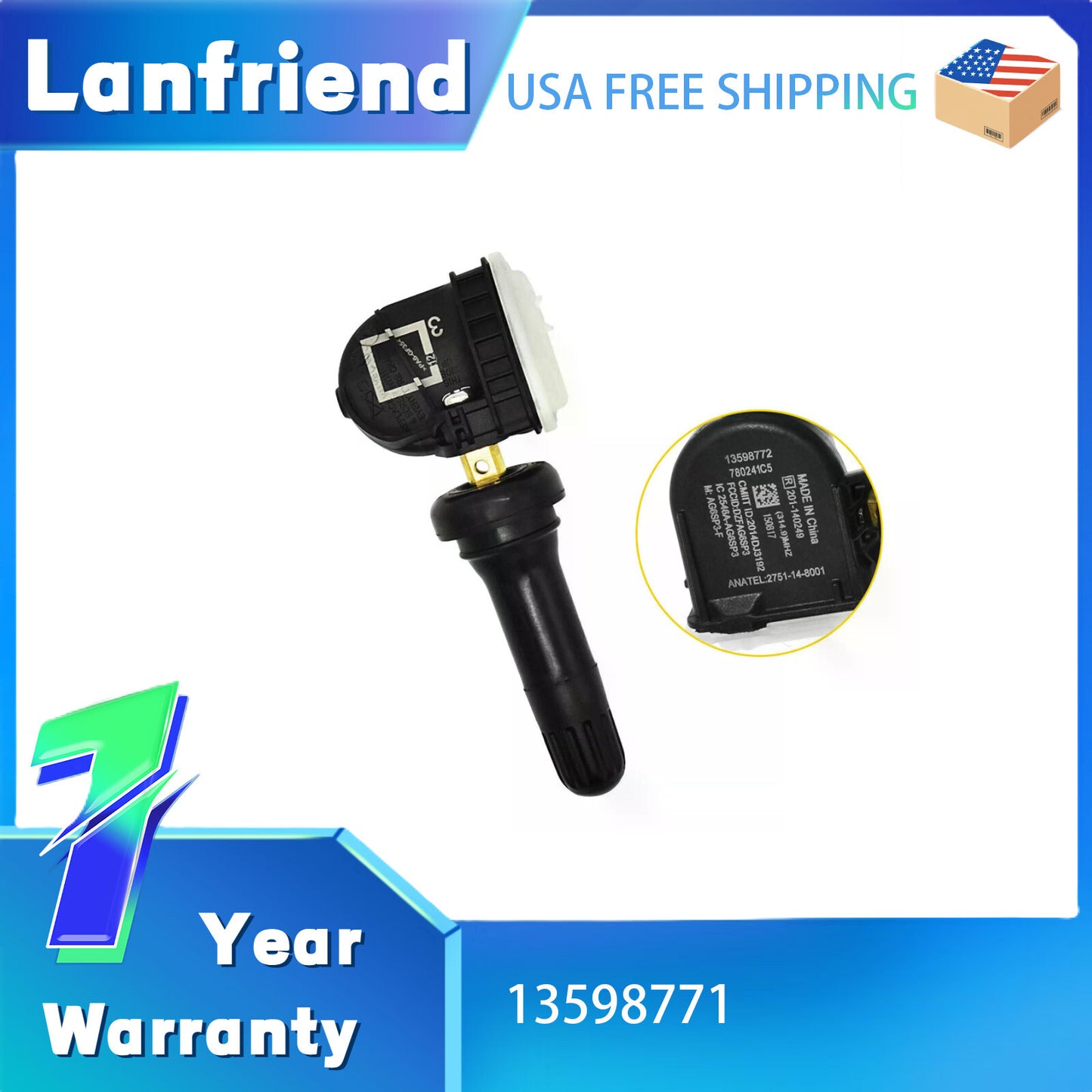 13598771 TPMS Sensor Fit for Chevrolet for Buick for Cadillac XTS Tire Pressure Monitor
