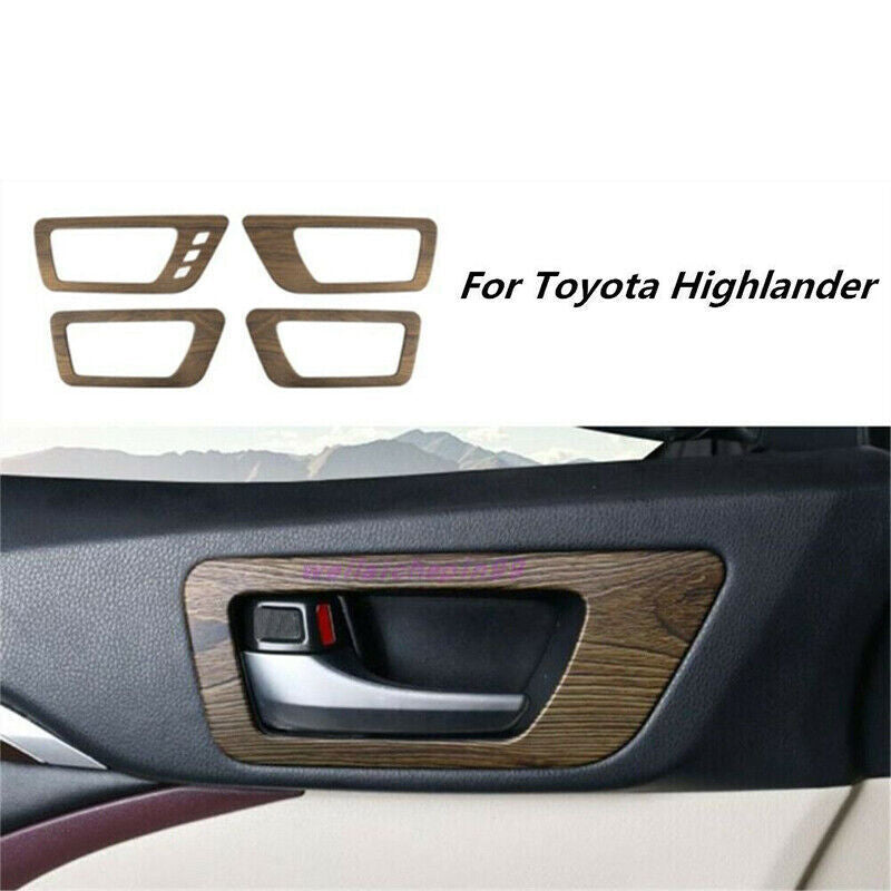 Wood grain Interior door bowl Decor frame trim for Toyota Highlander 2014-2019