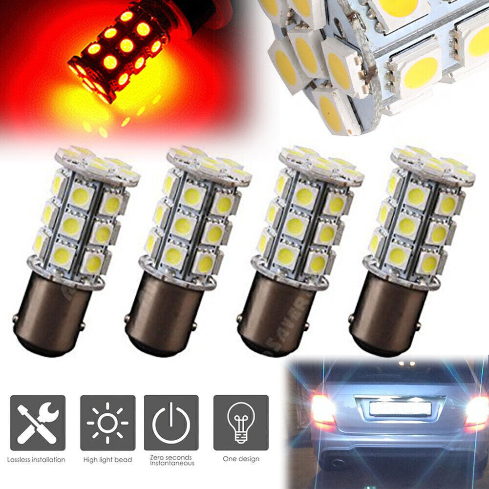 27SMD BA15D Cabin Marine Boat Light Bulb 1004 1076 1142 4PCS Red 20mm48.5mm
