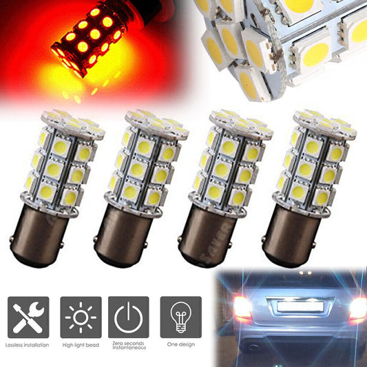 27SMD BA15D Cabin Marine Boat Light Bulb 1004 1076 1142 4PCS Red 20mm48.5mm