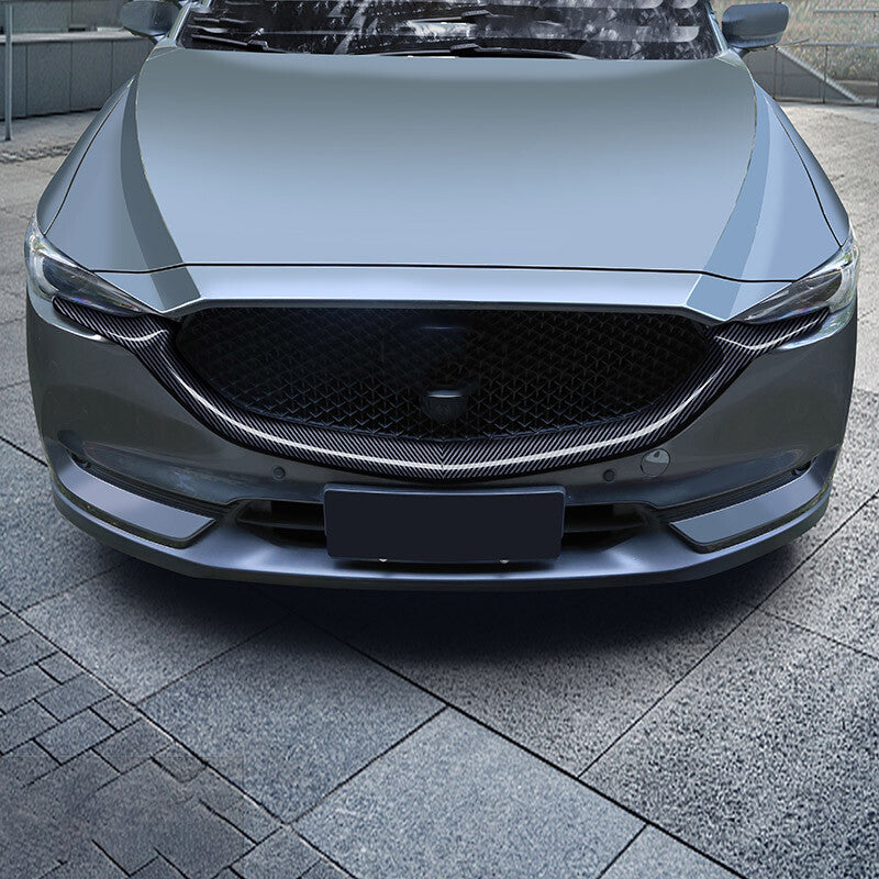 for Mazda CX-5 CX-8 2017-2021 Carbon Fiber Front Grill Grille Frame Cover Trim