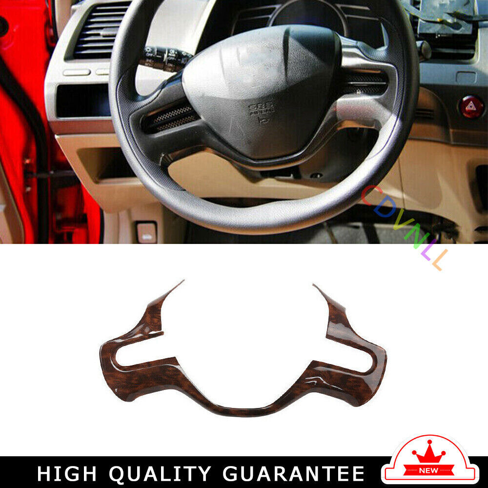 Steering Wheel Frame Cover Trim 1PC Fit for Honda for Civic 8th 2006-2011 Wood Grain