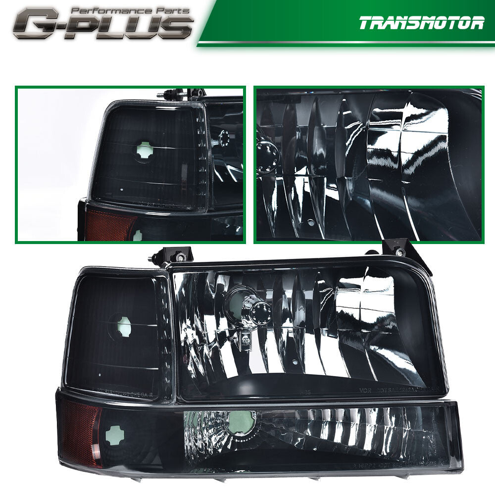 Fits 1992 - 1996 for Mustang 92 - 97 F Super Duty Smoked Lens Headlights - v