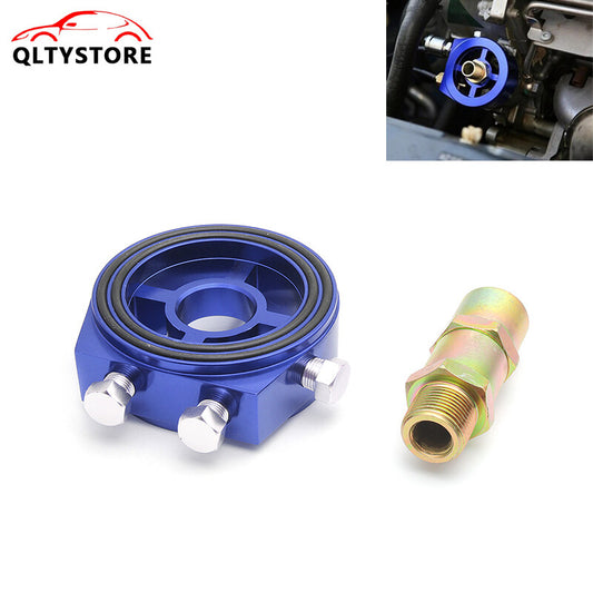 M20x1.5 3/4-16UNF Oil Cooler Filter Sandwich Plate Male Adapter 1/8 NPT Blue Q