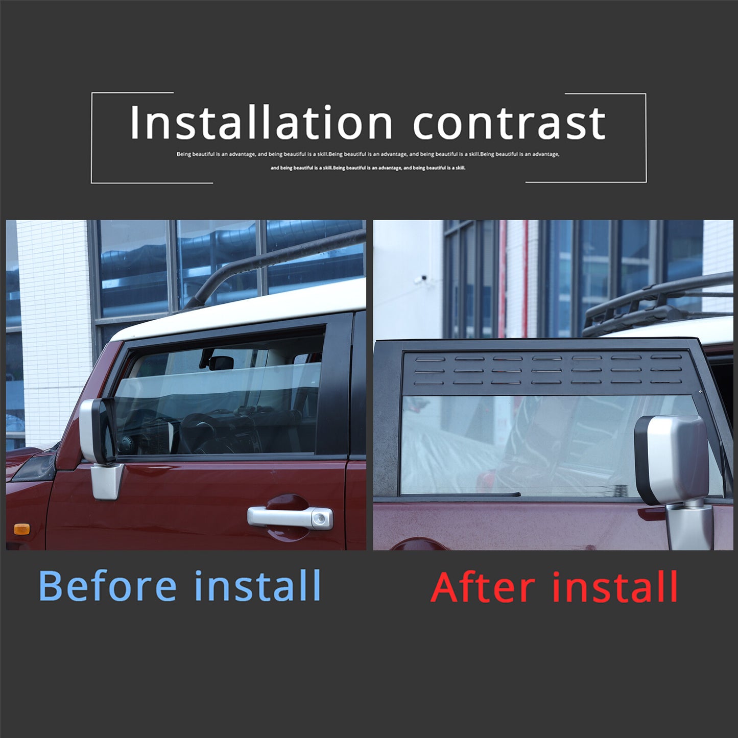 Rear door window Louver vent panel trim suitable for Toyota FJ Cruiser 2007 - 2021