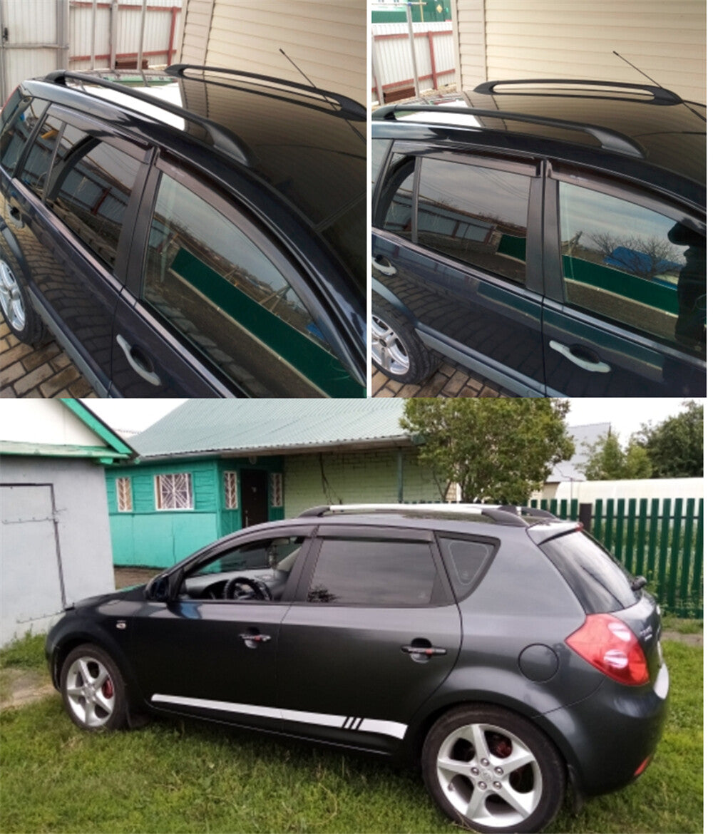 1.3M Car Top Roof Luggage Rack Side Bars Rails Frame Aluminum Black+Silver