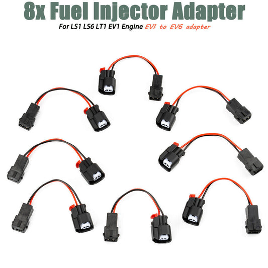 8-Piece Fuel Injector Connector Adapter for EV1 to EV6 EV14 USCAR LS1 LS2 LS3 LT1 v