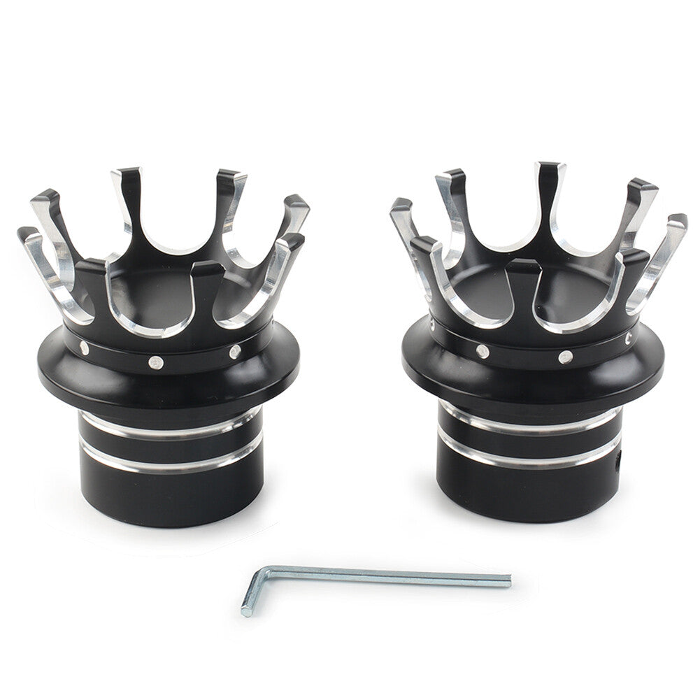 Crown Front Axle Nut Cover for Harley Softail Sportster Road King Black+White