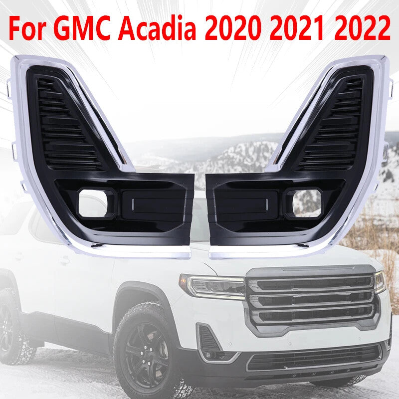 Pair Front Bumper Fog Light Grille Fog Light Cover for GMC Acadia 2020-2022
