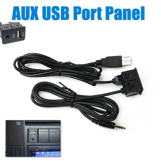 1.5M Panel Car Dash Flush Mount 3.5mm AUX USB Port Panel Extension Cable Adapter
