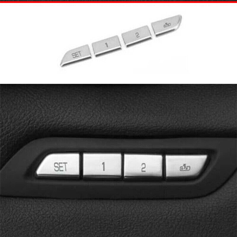 Fit for Cadillac XT4 2019-2023 Silver for Seat Memory Switch Button Cover Decor 4pcs