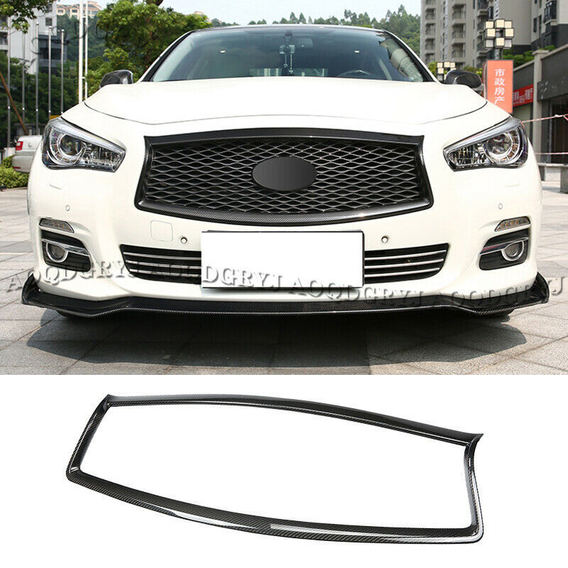 Carbon Fiber Front Grilles Grill Moulding Trim Cover for Infiniti Q50 2014-2017