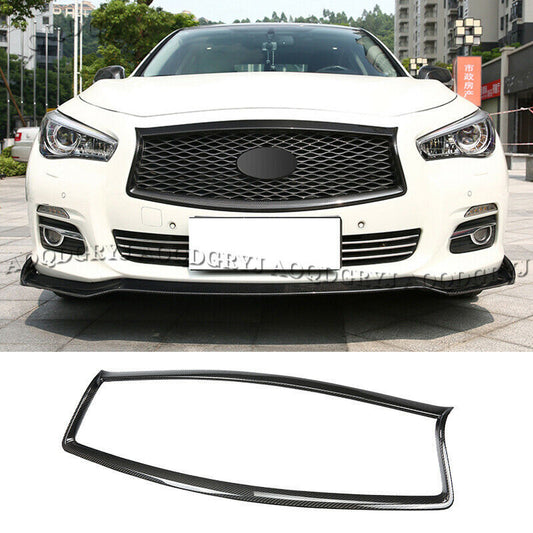 Carbon Fiber Front Grilles Grill Moulding Trim Cover for Infiniti Q50 2014-2017