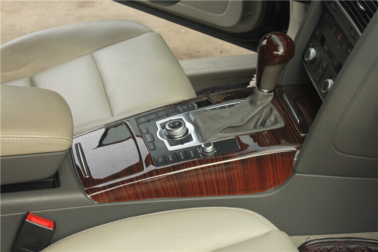 Car Console Gear Shift Frame Cover Trim 3PCS Fit for Audi A6L 2005-2011 Red Wood