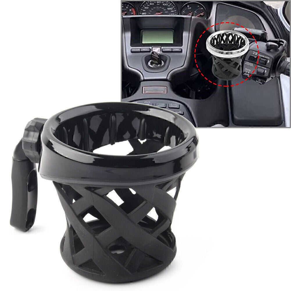 for Harley Fat Boy Softail XL 883L Black Handlebar Cup Holder W/ Mesh Basket Q