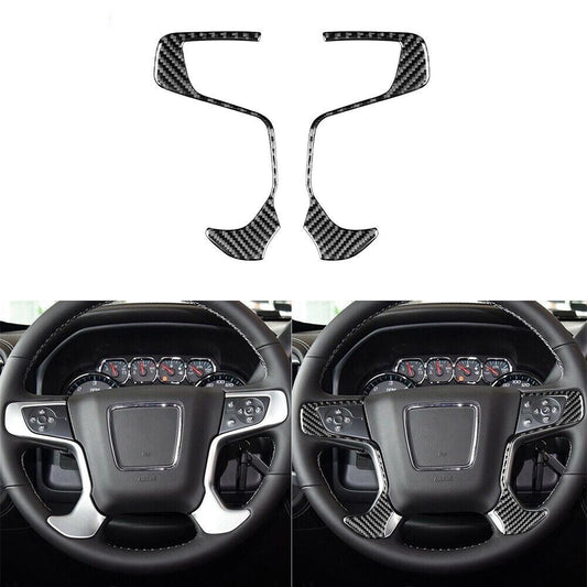 Carbon Fiber Steering Wheel Accent Trim For Silverado for GMC for SIERRA 2014-2018 TypeB