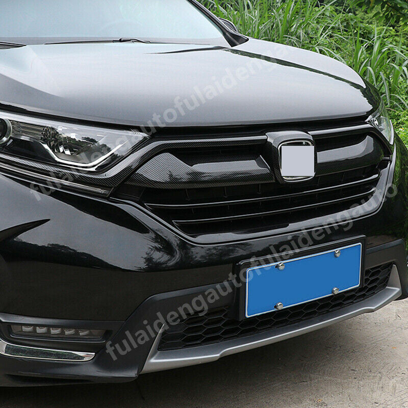 for Honda CRV CR-V 2017-2020 Carbon ABS Front Center Grille Frame Cover Trim