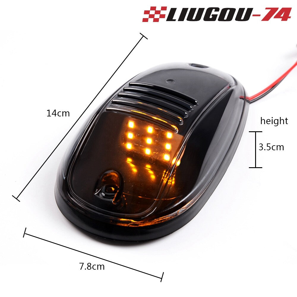5pcs Smoked Roof Cab Lights 9 Amber LED Marker Light Kit for Truck SUV - v