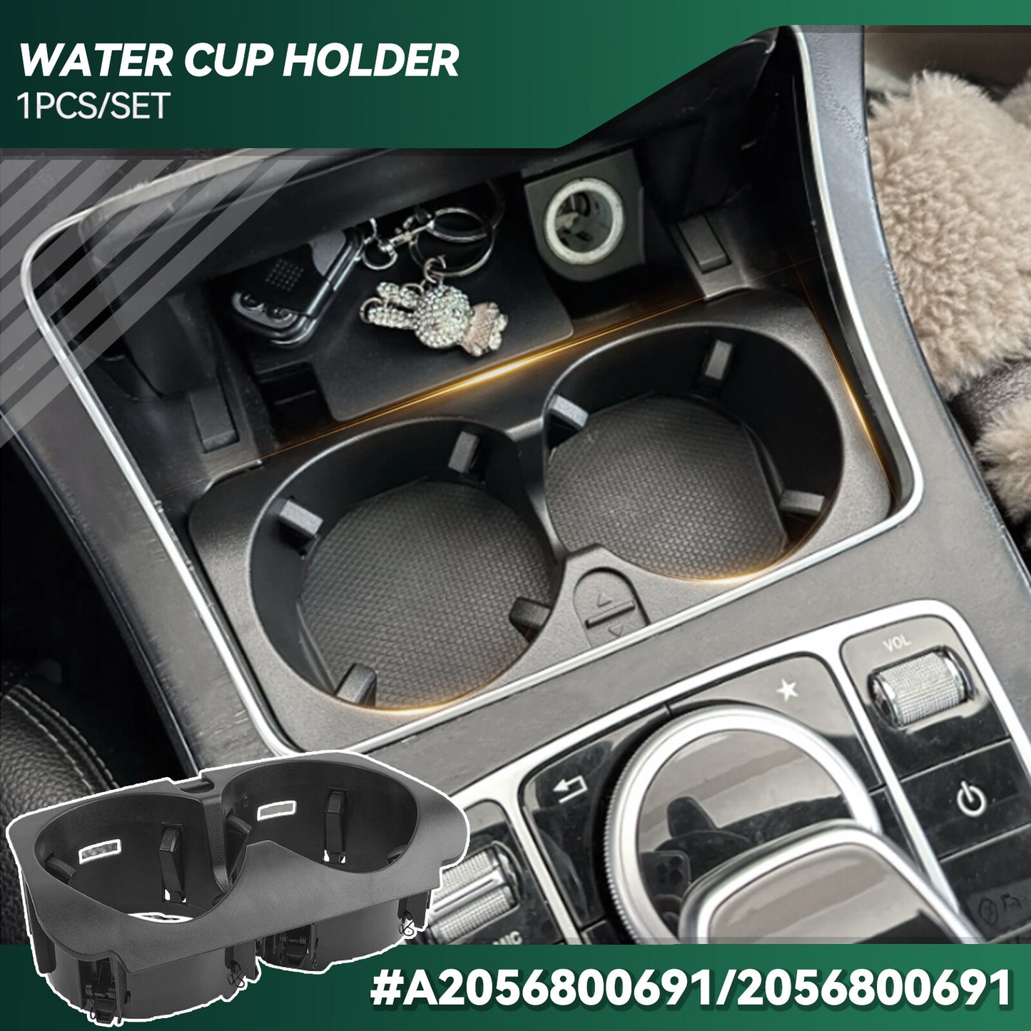 Cup Holder Cup Holder for Mercedes-Benz C/E-Class W205 S205/W213 A2056800691 Q