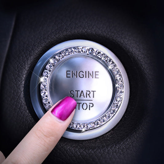 Bling Diamond Car Start Engine Ignition Button Decor Ring Cover Crystal Sticker v
