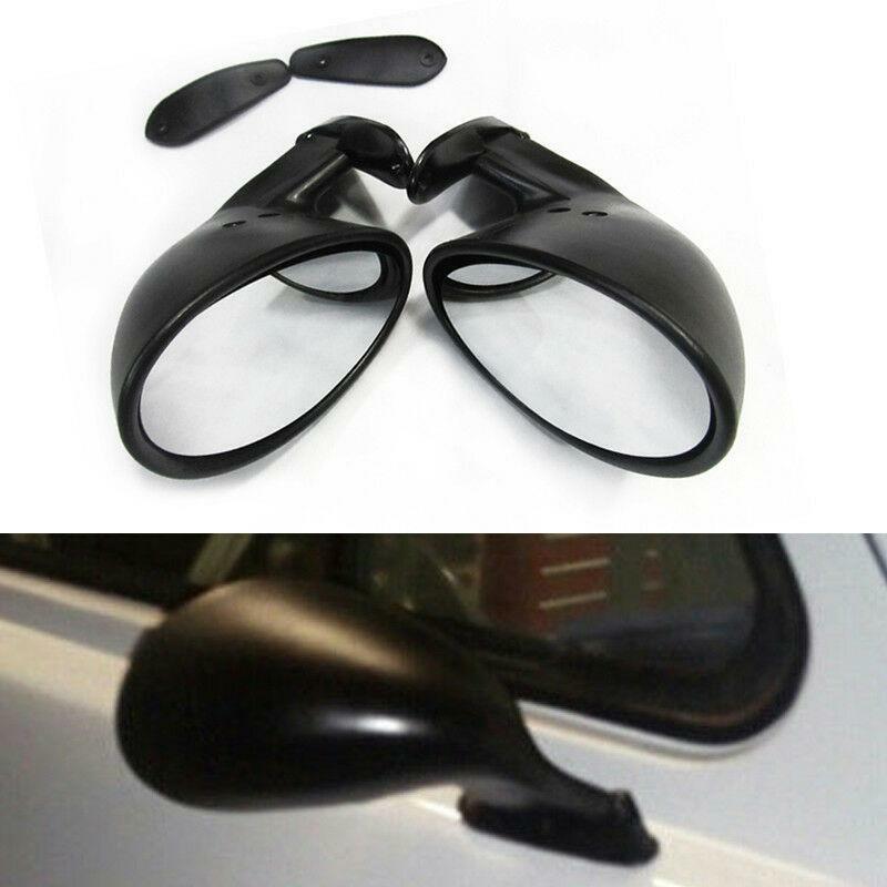 A classic pair of universal car door side mirrors and matte black washers - n