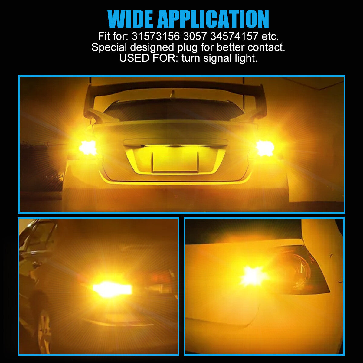 2X LED Turn Signal Light Bulb 48 LEDS for 3157 4157 3156 Anti Hyper Flash Amber