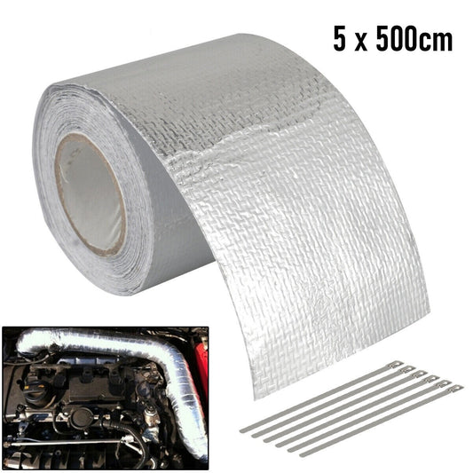 16-foot fiberglass-wrapped barrier tape heat insulation roll exhaust car protection silver