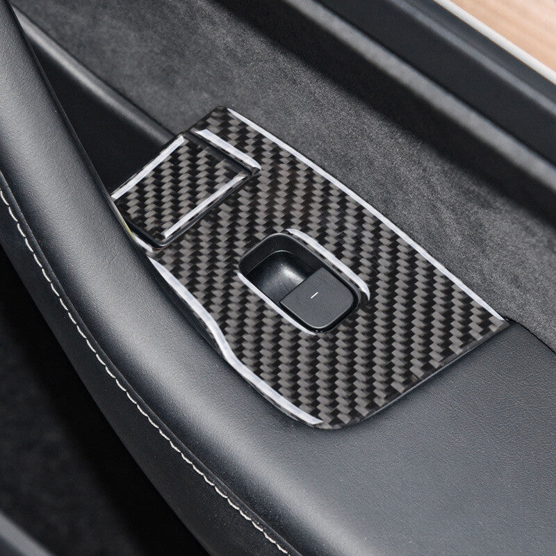 4-Piece Forged Carbon Fiber Window Control Panel Trim for Model Y 3 17-22- n