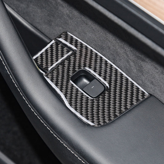 4-Piece Forged Carbon Fiber Window Control Panel Trim for Model Y 3 17-22- n