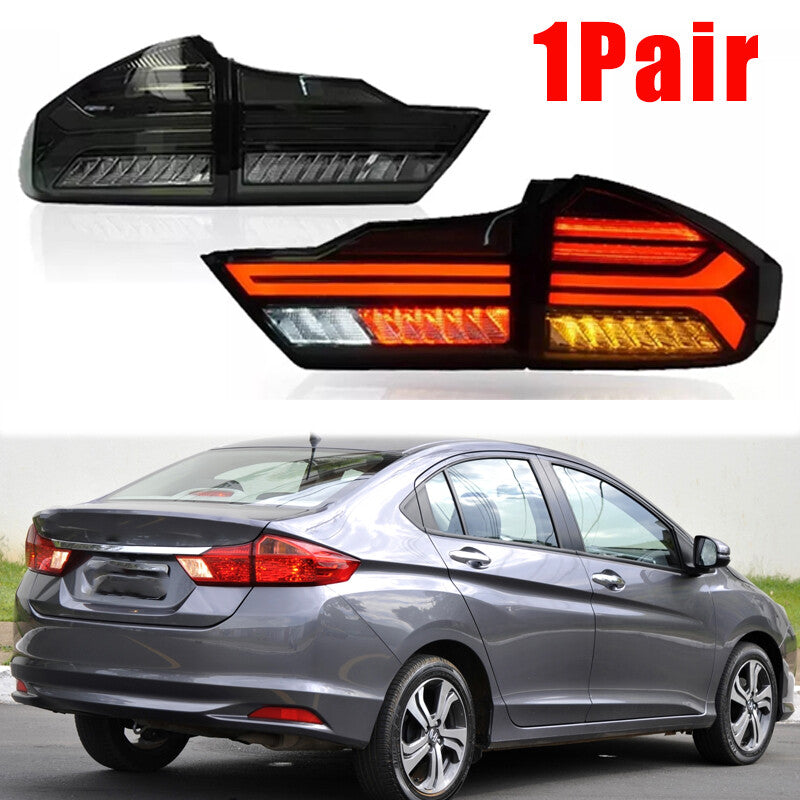 1Pair for Honda City2015-2017 Tail Light Assy Black LED Rear Lamp Sequential New
