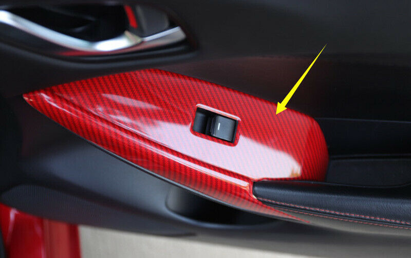 for Mazda 6 Atenza 2014-16 Red Carbon Fiber Window Lift Panel Switch Cover Trim
