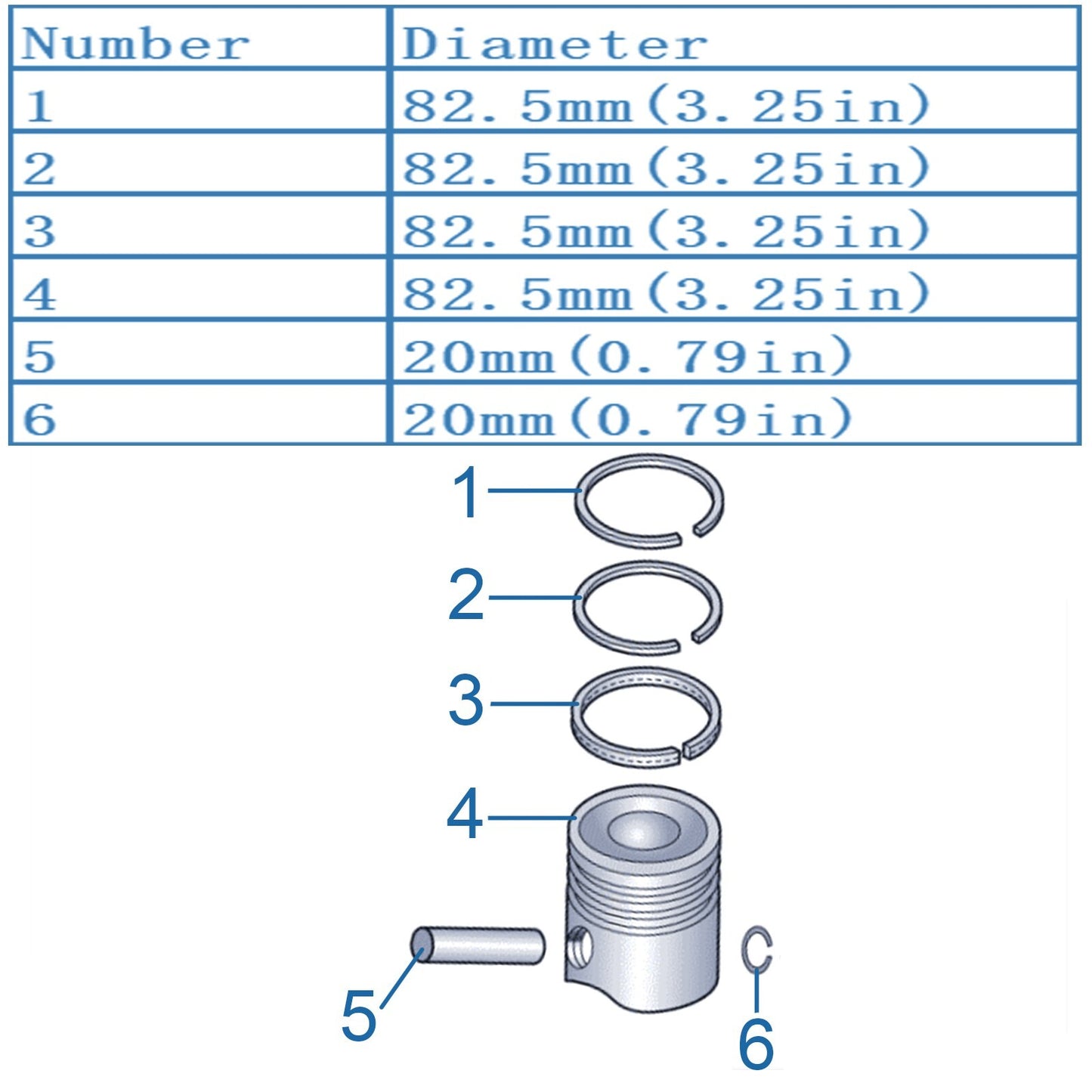 Piston kit Φ82.5 mm 06D107066C 06D107066T for Audi A3 A4 A6 TT and for Jetta Eos 2.0T - n