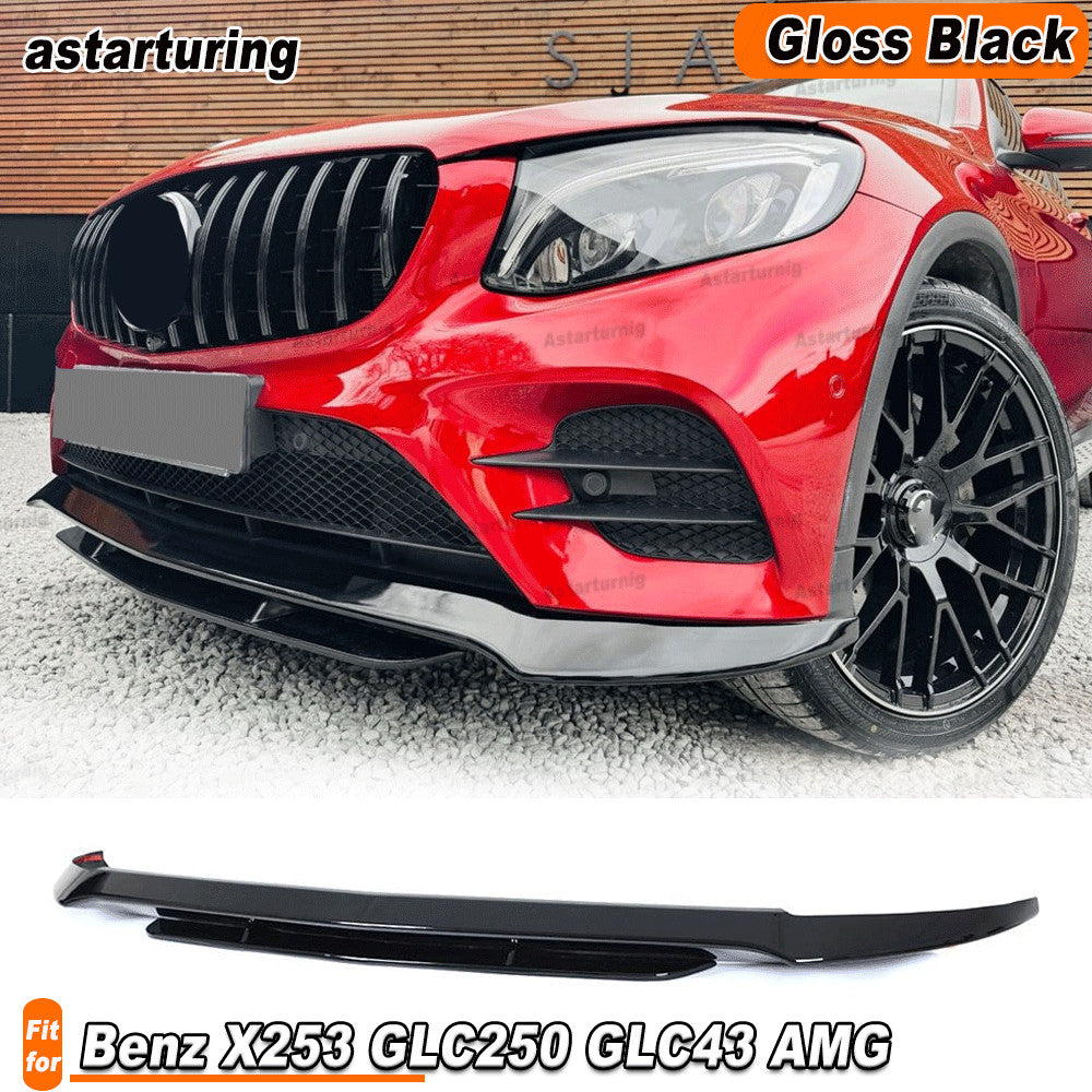 Glossy Black Front Bumper Lip Spoiler for Mercedes X253 Sport GLC250 GLC43