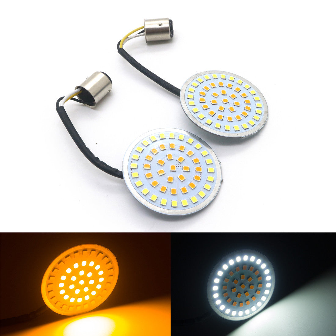 Bullet 1157 Amber White LED Turn Signal Insert for Harley Touring Sportster Dyna Q