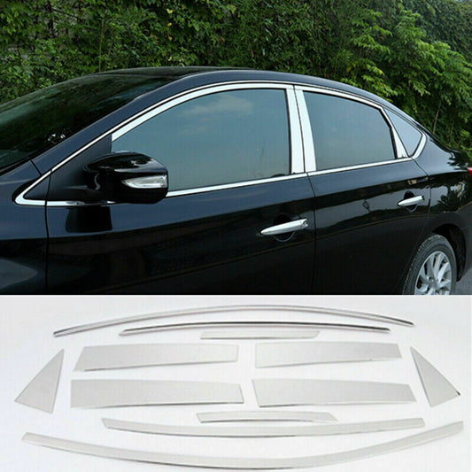 Chrome For 2013-2019 for Nissan Sentra Sylphy Windows Frame Strips Molding Cover 12