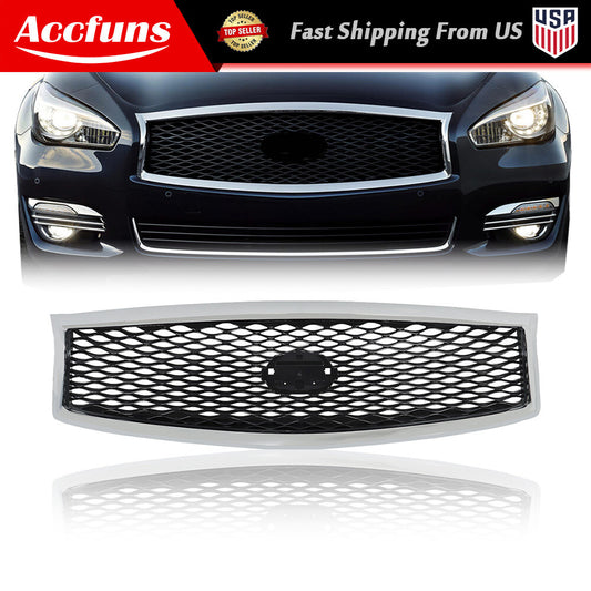 Chrome grille with camera hole for 2015-2019 for Infiniti Q70/Q70L front upper grille - n