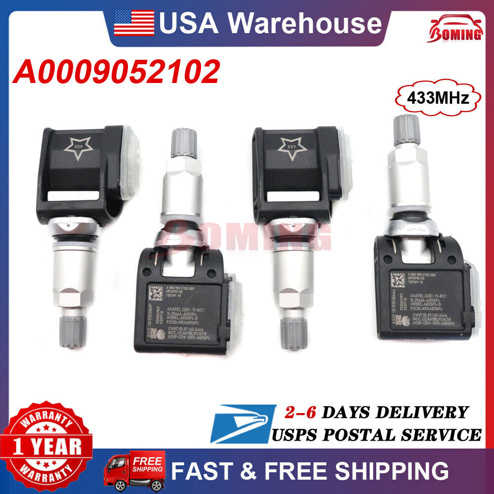 4-piece tire sensor kit A0009052102 Tpms 433MHz, suitable for BMW 540i, 740i, 750i, X3, G20, G30