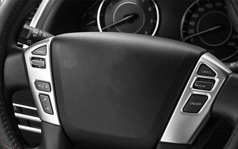 2X Steering Wheel Button Frame Trim for Nissan Armada Patrol 17-20 Matte Silver