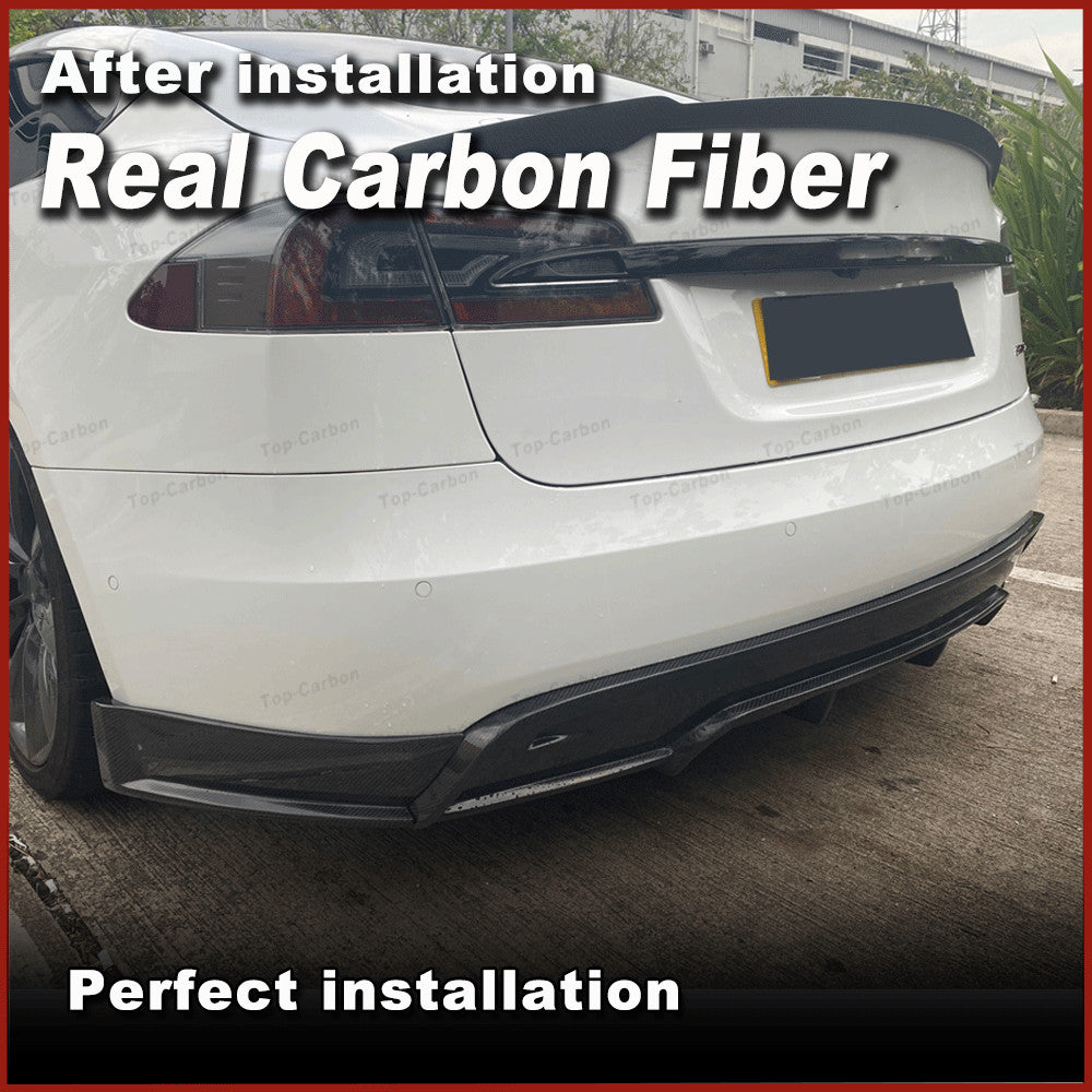 REAL CARBON Rear Bumper Diffuser Spoiler Lippe Fit for Tesla for Model S 2012-2015