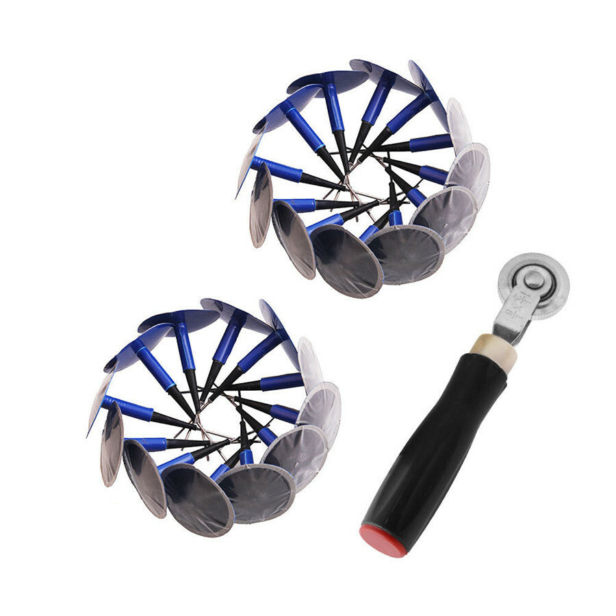 24Pcs Tire Plug Patches Combination Radial Repair Tool Kit w/ Stitcher Q